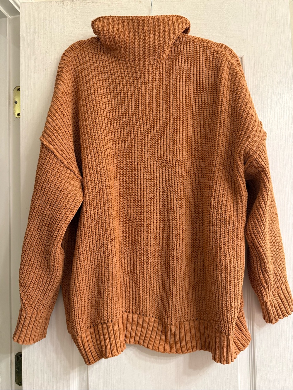 Aerie Burnt Orange Tan Cozy Chenille Feels Oversized Turtleneck Sweater - size M